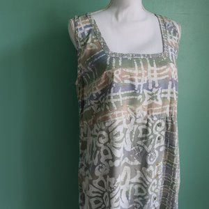 Vintage Winter Sun Square Neck Rayon Shift Dress